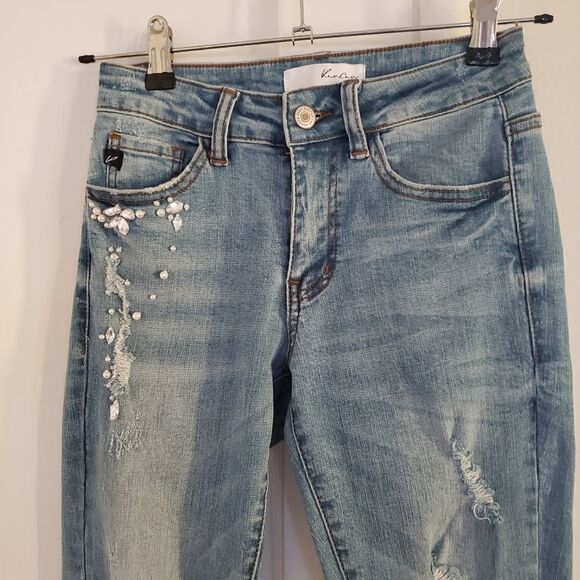 KanCan Skinny Jewel Embellished Highly Distressed Jeans - Picture 4 of 12